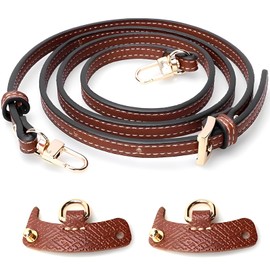 Weploda Leather Shoulder Strap for Mini Bag, Slim Shoulder Strap Replacement, Longchamp Shoulder Strap, Brown, No-Punch Leather Shoulder Strap, Shoulder Strap Bags 100-120 cm (with 2 Shoulder Strap