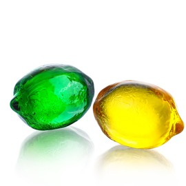 KRISININE Glass Lemon Figurine Collectibles Glass Fruits Decoration for Home Kitchen Office Table Centerpiece Lemon Ornament Decoration(1.7 * 2.3IN)