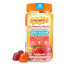 Emergen-c Zero Sugar Vitamina C 36 Gomitas Sin Azucar Sabor Naranja Fresa Y Frambuesa                                                                 