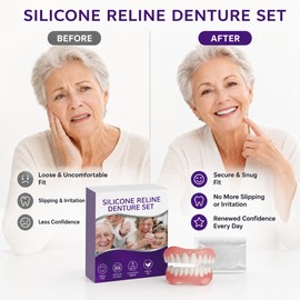 Temporary Cosmetic Denture Set for Adults – Soft Upper & Lower False Teeth for Smile Appearance Support