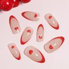 24Pcs Valentines Press on Nails Medium French Tip Fake Nails