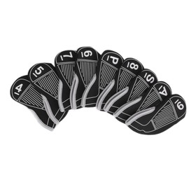 9pcs/set Golf Iron Head Covers Set Waterproof Golf Club Head Protect Case Portable Golfing AccessoryBlack
