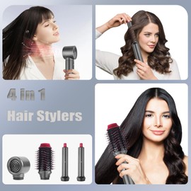 Hair Dryer Brush Set 4-in-1, Multi Air Styler for Fast Drying & Styling, Ionic High-Speed Hair Styler for Curling, Volumizing, Straightening, Air Styler Blow Dryer Brush with Auto Wrap Curling Wand