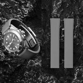 Danxancy FKM Rubber Watch Strap,Cut to Size Quick Release Fluororubber Watch Band with Deployment Clasp 19mm 20mm 21mm 22mm Soft Durable Universal Replacement Band Strap for Men Women