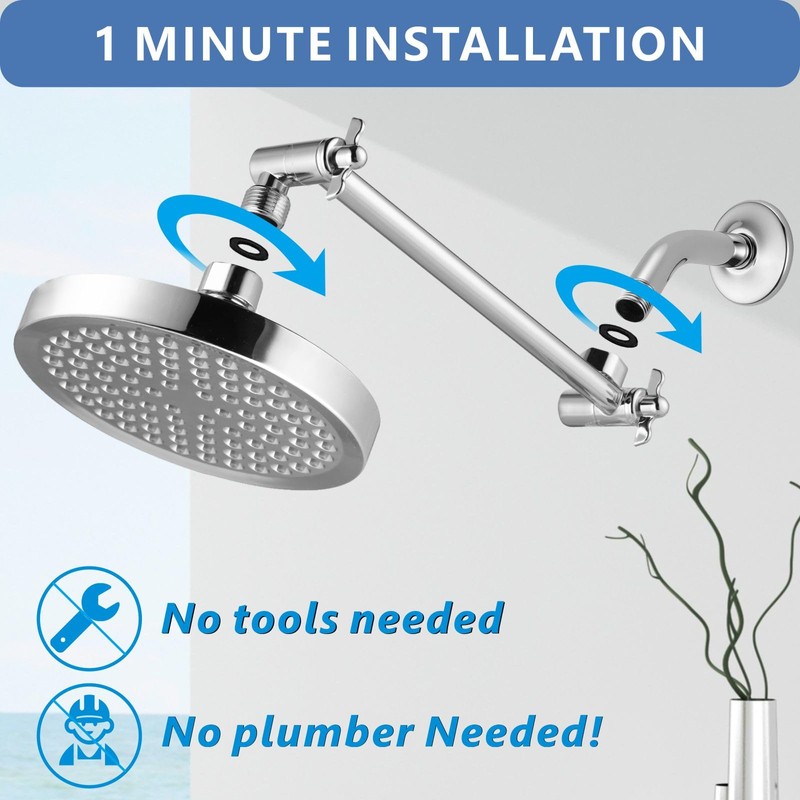 Voolan Rain Shower Head with Extension Arm - High Pressure