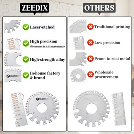 ZeeDix 4 Pcs Stainless Steel Metal Sheets Welding Thickness Gauge- Wire Gauge Measurement Tool, Standard Dual-Sided Round Wire Cable Sheet Gage and Wire Welding Material Thickness Gauge