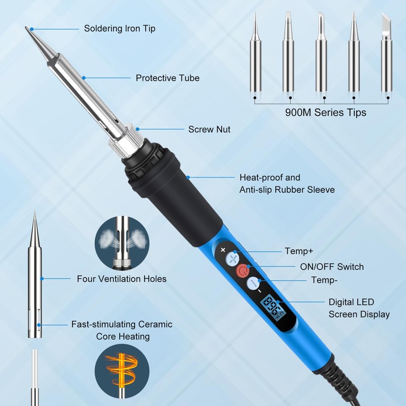 ANBES Soldering Iron Kit, 90W 110V Fast Heat up LCD