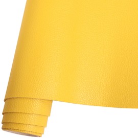 HGUAN Solid Color Faux Leather 12"X53"(30cmX135cm),Faux Leather Sheets Roll Very Suitable for Making Crafts, Leather Earrings, Bows,Sewing (Yellow)