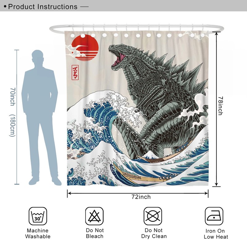 DESIHOM Funny Tall Shower Curtain Set, Fun Anime Monster Shower