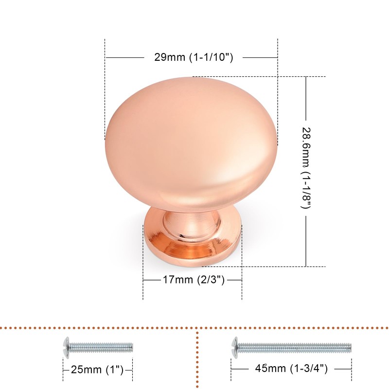 Probrico 5 Pack Copper Cabinet Door Knobs Furniture Drawer Handle
