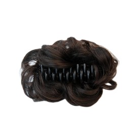 Curly Wavy Messy Bun Hair piece Easy Updo Extensions Claw Clips for Women Girls Dark Brown, Natural Fake Wig Tie Headpiece Chestnut Chocolate