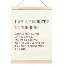 TAEDIN Positive Bible Verses Poster Hanger Frame, I am A Daughter of The King Wooden Canvas Artwork Print, Inspirational Quote Word Wall Decor Painting for Girls Room Bedroom Nursery Decor 12X16