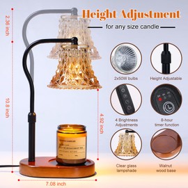 Candle Warmer Lamp with Candle Melter, Electric Candle Lamp Warmer, with Timer & Dimmer Height Adjustable Scented Candles, Mother's Day Christmas Gift for Mom, Candle Warmer Lamp Bulbs for Home Deco