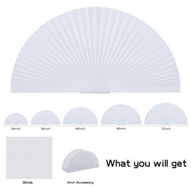 Jlong Arch Window Shade Blackout Half Circle Moon Pleated Fabric No Drill Blinds for Windows Semicircular Cellular Shades Half Round Window Covering Easy Install (1, White, WxH: 24"x12"（Radius: 12"）)