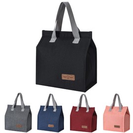 Lunch Bag Insulated, Lunch Box Bag, Reusable Lunch Tote Bag, Lunch Box Container Bag Insulated for Women, Men, Work, Office, Travel -Black