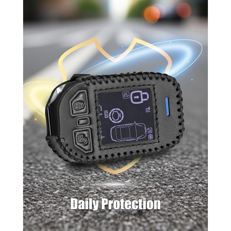 Leather Car Key Case Fit for Compustar Prime T11 RF-P2WT11-SS