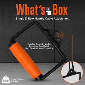 SQUATZ Single D Row Handle - Non-Slip Handle Cable Attachment for Weight Workout with 360 Degree Rotational Knuckle, Great for Seated Row Exercises, Fit Nicely for All Cable Machine Systems