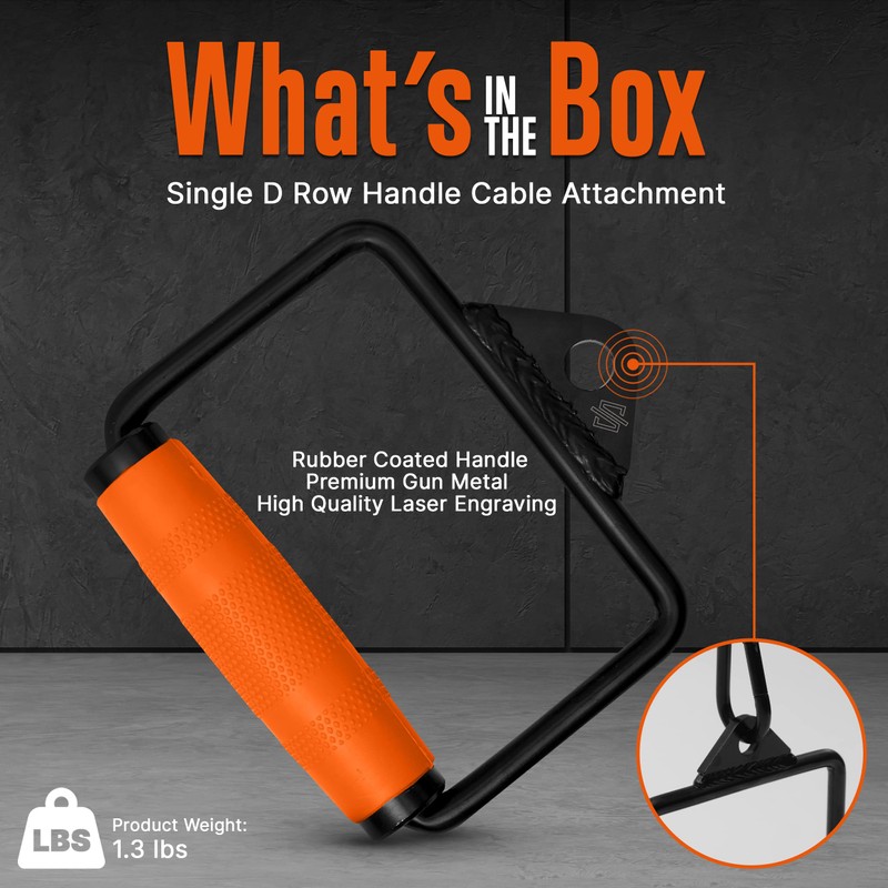 SQUATZ Single D Row Handle - Non-Slip Handle Cable Attachment
