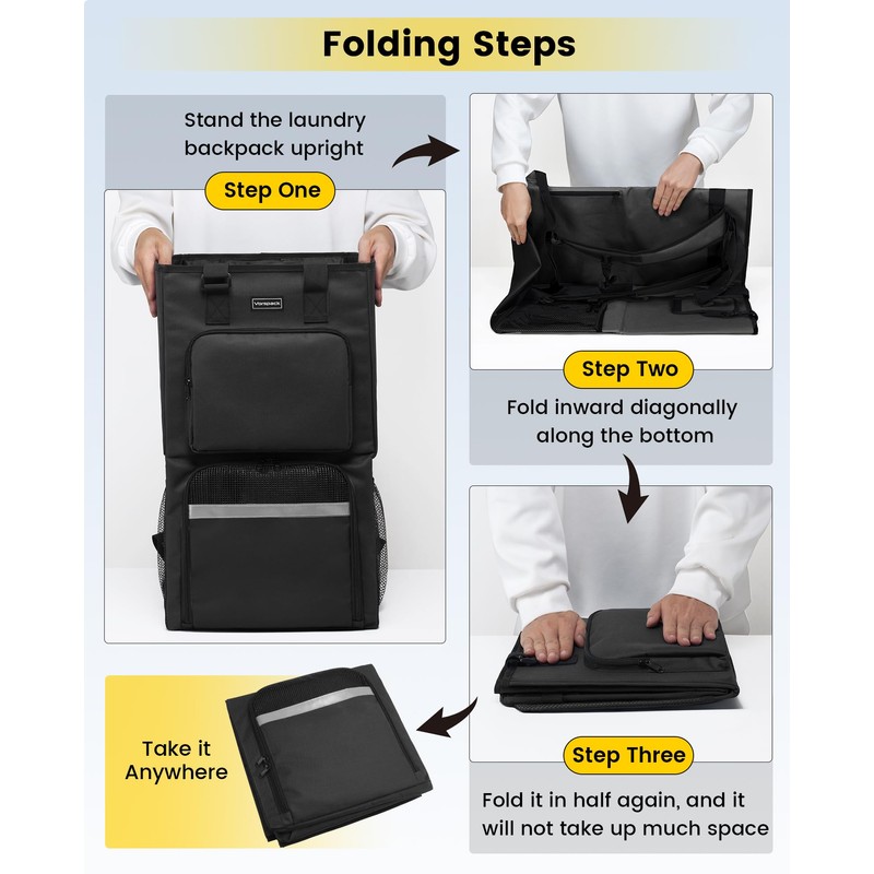 Vorspack 2 in 1 Laundry Bag Backpack with Shoulder Straps,