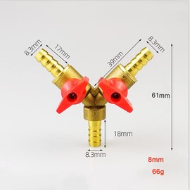 3 Way Hose Connector, Y Shape Brass Ball Valve Connector HATOOLHA® Shut Off Coupling Splitter Ball Valve for Water Oil Gas (8mm)
