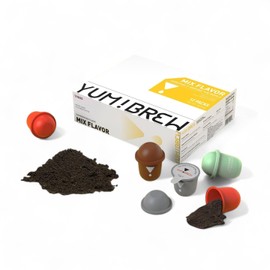 Yum!Brew Instant Freeze-Dried Coffee – 4-Flavor Variety Pack | Yunnan Arabica Beans | Americano, Espresso, Jasmine, Coconut | 12 Servings | Hot & Cold Brew | No Sugar | Travel Pods