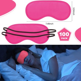 100 Pieces Eye Mask Sleep Mask Bulk Blindfold Eye Cover with Elastic Adjustable Strap Sleeping Night Silk Mask for Women Girls Kids Pajama Party Bachelor Party Games Travel Sleep (Rose Red)