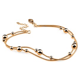 Kim Johanson Rose Dream Women's Anklet Stainless Steel in Rose Gold with Movable Balls and an Extra Strong Lobster Clasp Including Jewellery Bag, Stainless Steel