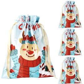 4 Pack Christmas Bags,29 * 43cm DXTXTJ Christmas Wrapping Bags,Green Red Christmas Drawstring Gift Bags Multipack, Reusable Gift Bags for Presents Xmas Party