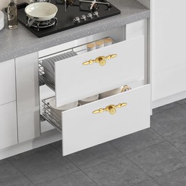 Csirnto Cabinet Knobs, Cupboard Handles, Gold, Pack of 6, Golden Cabinet Knobs, Furniture Gold Door Handles, Gold Drawer Knobs, Vintage Style Pull Handle, Cabinet Drawers Knob with Screws