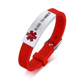 HEABY Medical Alert ID Bracelet Laser Engraved Blood THINNER Adjustable Wristband for Men Women Emergency First Aid