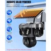 Solar Security Camera Outdoor Wireless, Triple Lens PTZ Camera, 360°