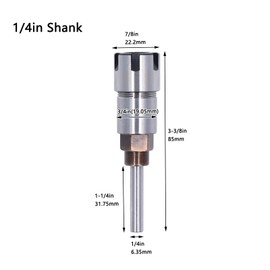Router Bit Extension Rod 1/4in Round Shank Cemented Carbide Chuck Extender Adapter for Trimming Milling Woodworking Engraving Machine