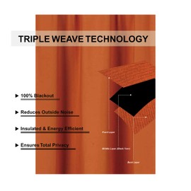 Home Collection Triple Weave Blackout Curtain Panel, 58W x 34L inches, 100% Light Blocking, Noise Reducing,Solid Color (Orange)