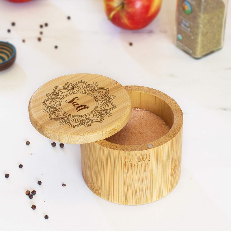 Totally Bamboo Salt Cellar Bamboo Storage Box with Magnetic Swivel