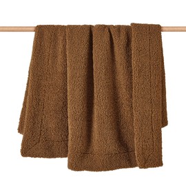 HiEnd Accents Teddy Throw Blanket, 60x90 inch, Umber, Oversized Boucle Throw Blanket, Soft Cozy Classic Chic Casual Fuzzy Fluffy Blanket, Modern Rustic Plush Comfy Warm Blanket for Bed, Sofa