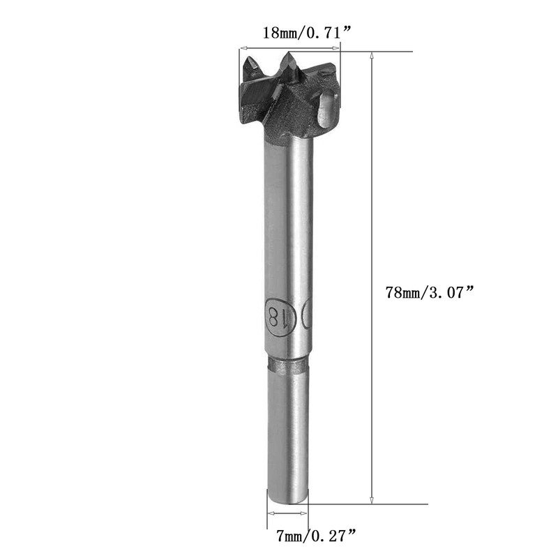 TOP-VIGOR 18mm Forstner Drill Bit, Tungsten Carbide Wood Auger Drill