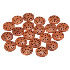HARFINGTON 20pcs 2 Hole Flower Craft Sewing Button 15mm Handmade Wood Replacement Round Buttons for Clothing Decoration DIY Accessories, Red Brown