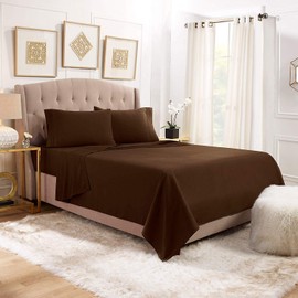 Luxury Egyptian Comfort 1800 Thread Count 6 Piece King Size Sheet Set, Chocolate Color, 2 Bonus Pillowcases