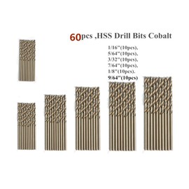 60pcs (1/16"-9/64"), M35 Cobalt Drill Group Sets of Bit Jobber