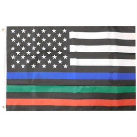 2X3 USA Thin Blue Green Red Line Grommets Nylon Poly Flag Banner 100D