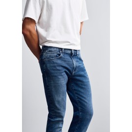 General Denim Works Bridge Men's Regular Rise Straight Leg Jeans, Mid Brushed Denim, 35x32