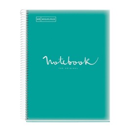 Miquelrius - Notebook A4 notebook, 1 coloured strip, 80 sheets with grid 5 x 5 mm, paper 90 g/m² micro-perforated with 4 holes for 4 rings, cover made of polypropylene, colour turquoise