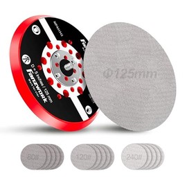 FANZWORK Velcro Sanding Disc for Random Orbital Sanders Diameter 125 mm M8 Male Thread Sanding Disc with Velcro Includes Sanding Grid 80/120/240 Grit Each Pack of 5