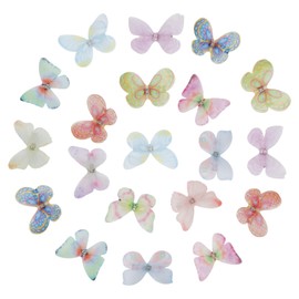 NiceYnn 20pcs Mini Lace Butterfly Hair Clips for Girls, Small Double Layered Butterfly Crocodile Clips, Realistic Colorful Moving Wings Alligator Clips Cute Tiny Hair Accessories for Women K