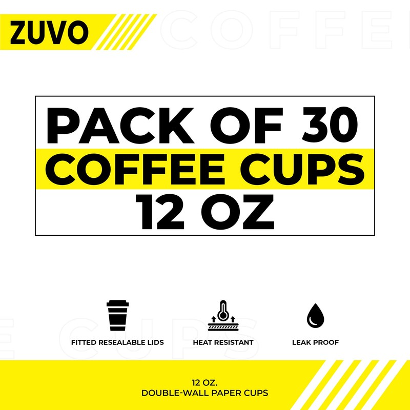 Zuvo Ripple Takeaway Paper Coffee Cups - [30 Cups -