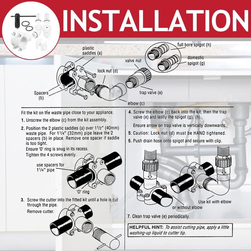 SPARES2GO Washing Machine Drain Out Kit Dishwasher Appliance Waste Pipe