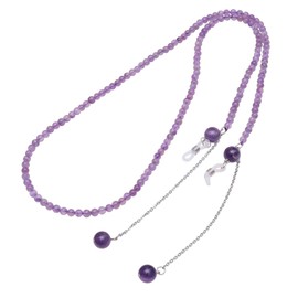 TUMBEELLUWA Healing Crystal Beaded Eyeglasses Chain Mask Lanyard Sunglasses String Cord for Women Men, Amethyst