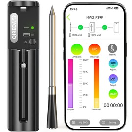 Wireless Meat Thermometer with 800 ft Remote Range, Bluetooth 5.3 Digital Wireless Cooking Thermometer with 5.5mm Ultra-Thin Probe, Instant Read Food Thermometer with App for BBQ Oven Grill
