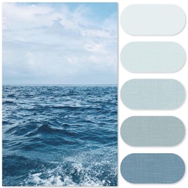 jinchan Small Stall Shower Curtain 36x72 Inches Ombre Ocean Blue Striped Shower Curtains for Bathroom Gradual Color Waterproof Fabric Minimalist Modern Neutral Luxury with 7 Hooks