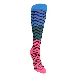 MadSportsStuff Neon Mermaid Over The Calf Socks (Electric Blue/Teal/Neon Pink, Small)